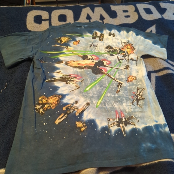 Vintage Star Wars Liquid Blue T-shirt 1997 Millennium Falcon Blue Tie Dye - M - Picture 4 of 4